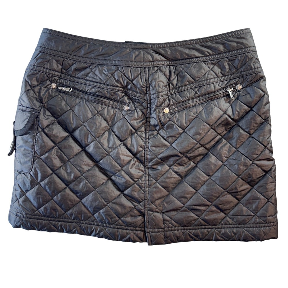 Athleta Quilted Puffer‎ Skirt Black Insulated Moto Cargo Mini 4